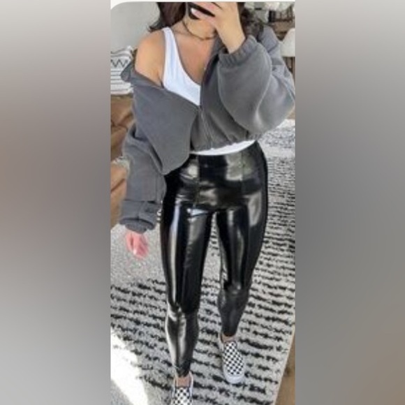 Spanx Faux Patent Leather Leggings – Size Large | 27” Inseam | NWT - Picture 1 of 4